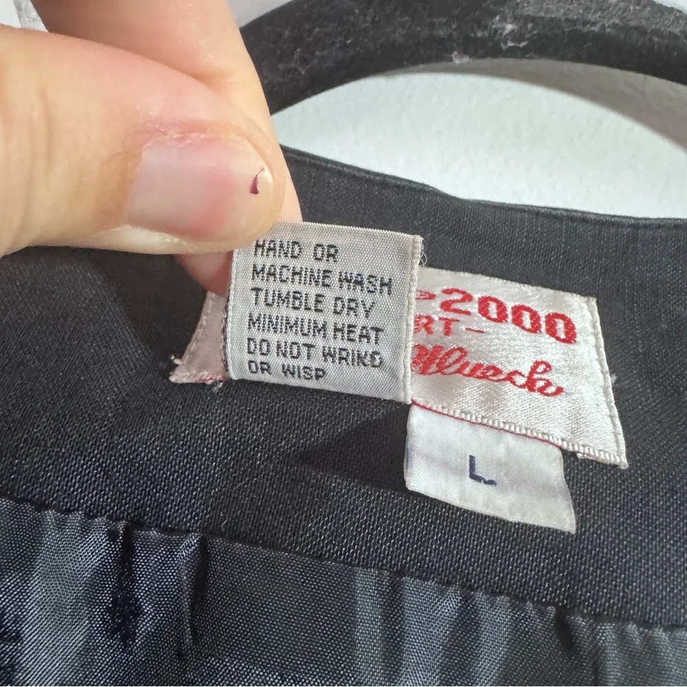 Vintage Focus 2000 Linen Vest Large Black Button Front Minimalist 90s